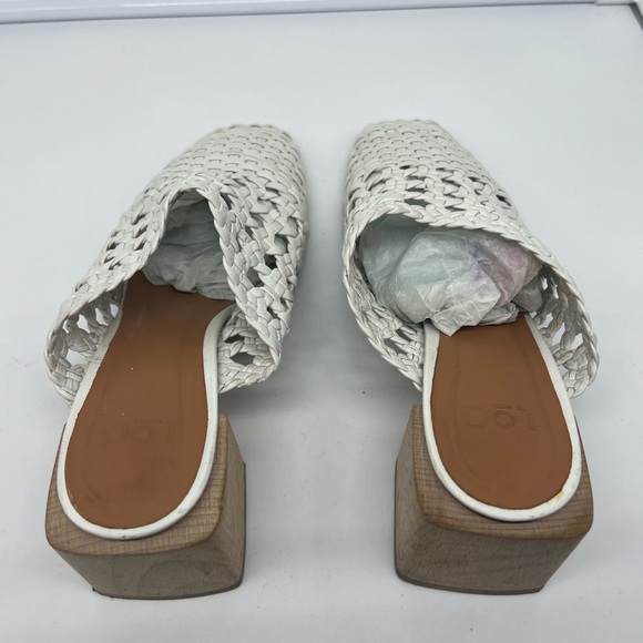 LOQ Ines Blanco White Leather Woven Lattice Weave Block Heel Mules sz 39 - Picture 12 of 15